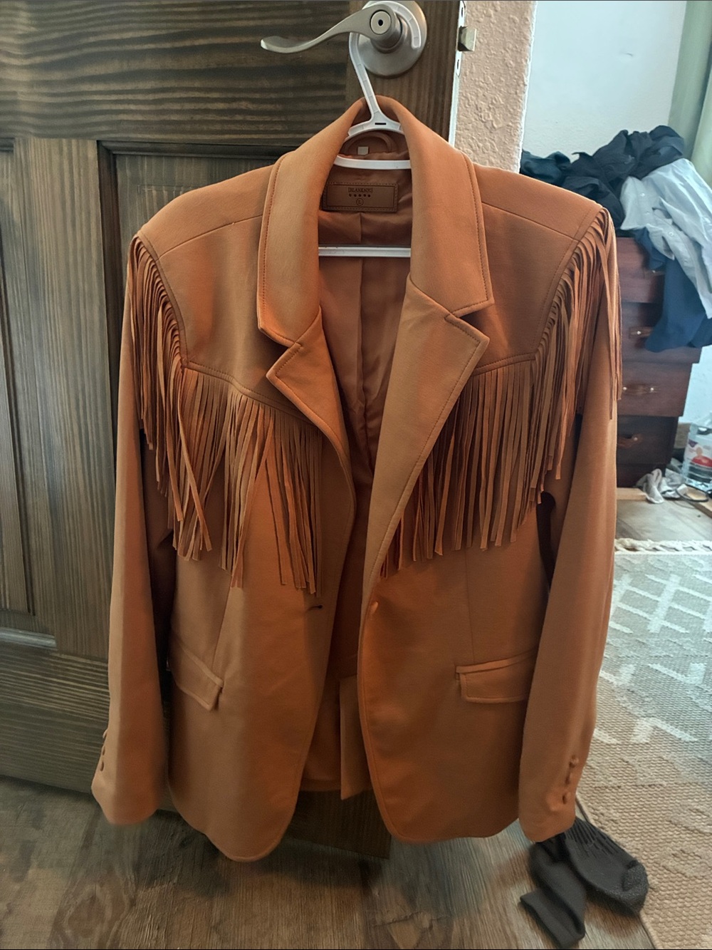BLANKNYC Tan Suede Fringe Blazer – Size L – Like New